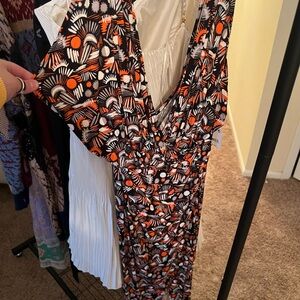 Free People Black and Orange Patterned Dress
